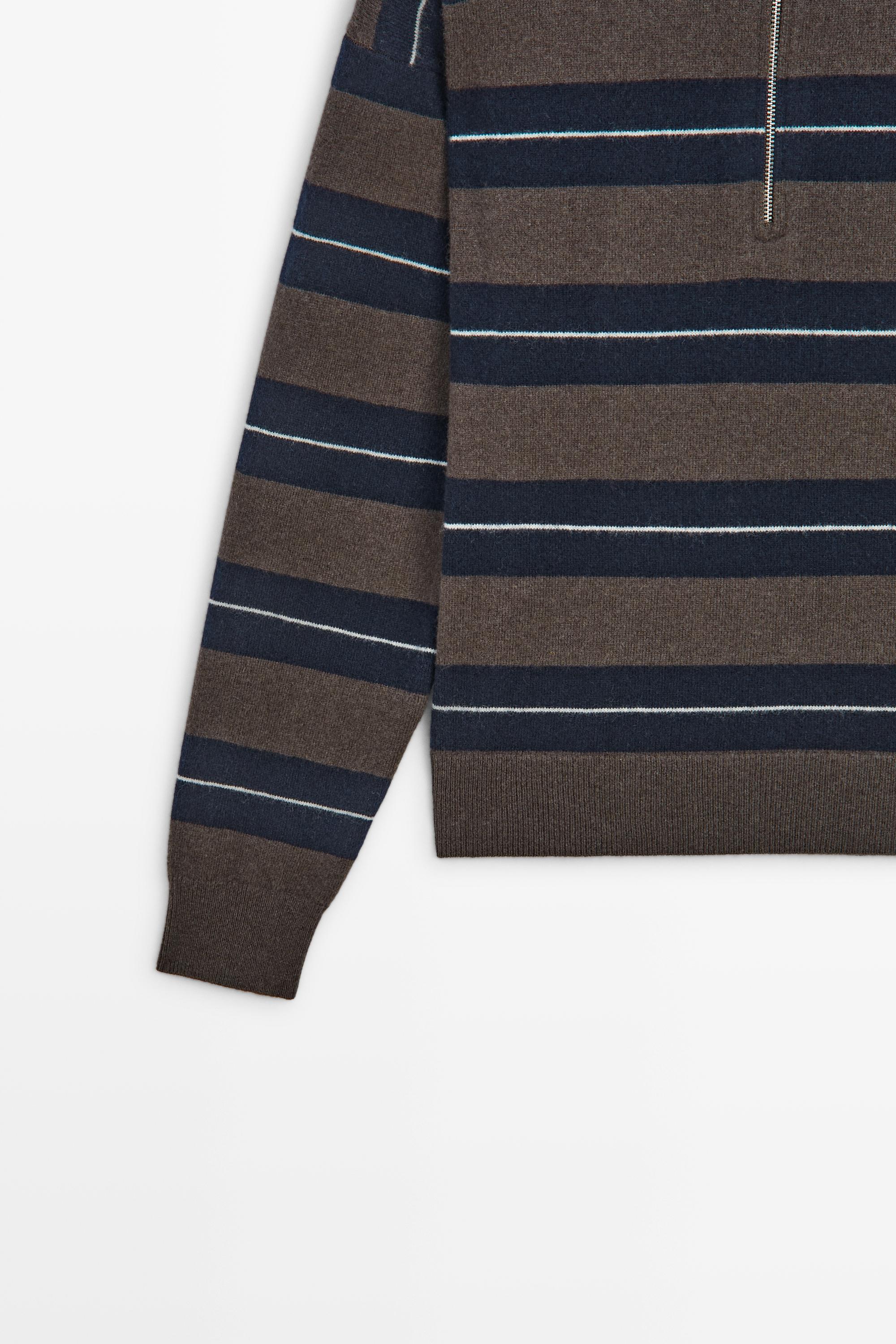 100% wool zip polo sweater